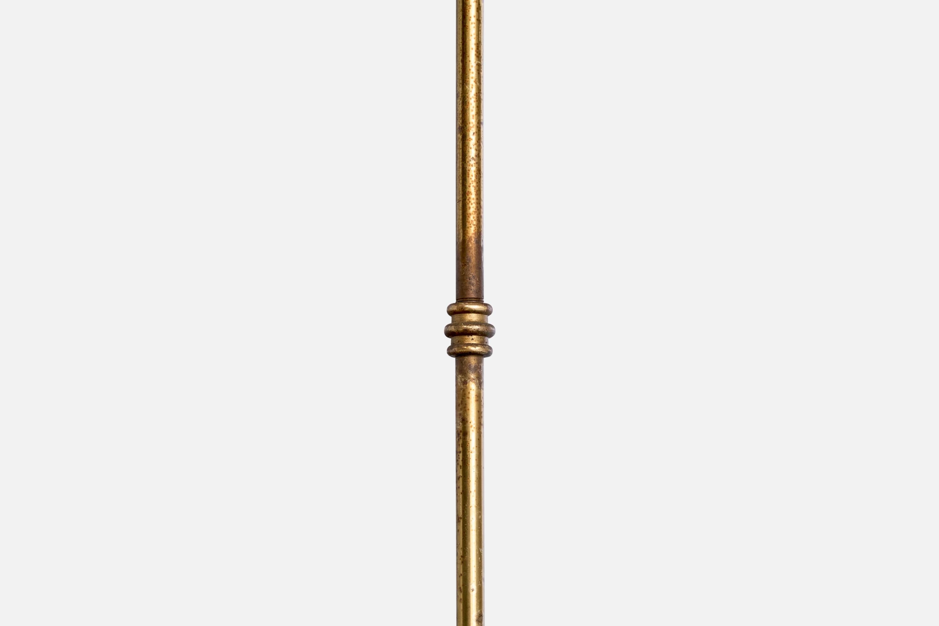 Italian Designer, Chandelier, Brass, Glass, Italy, 1940s In Good Condition For Sale In High Point, NC