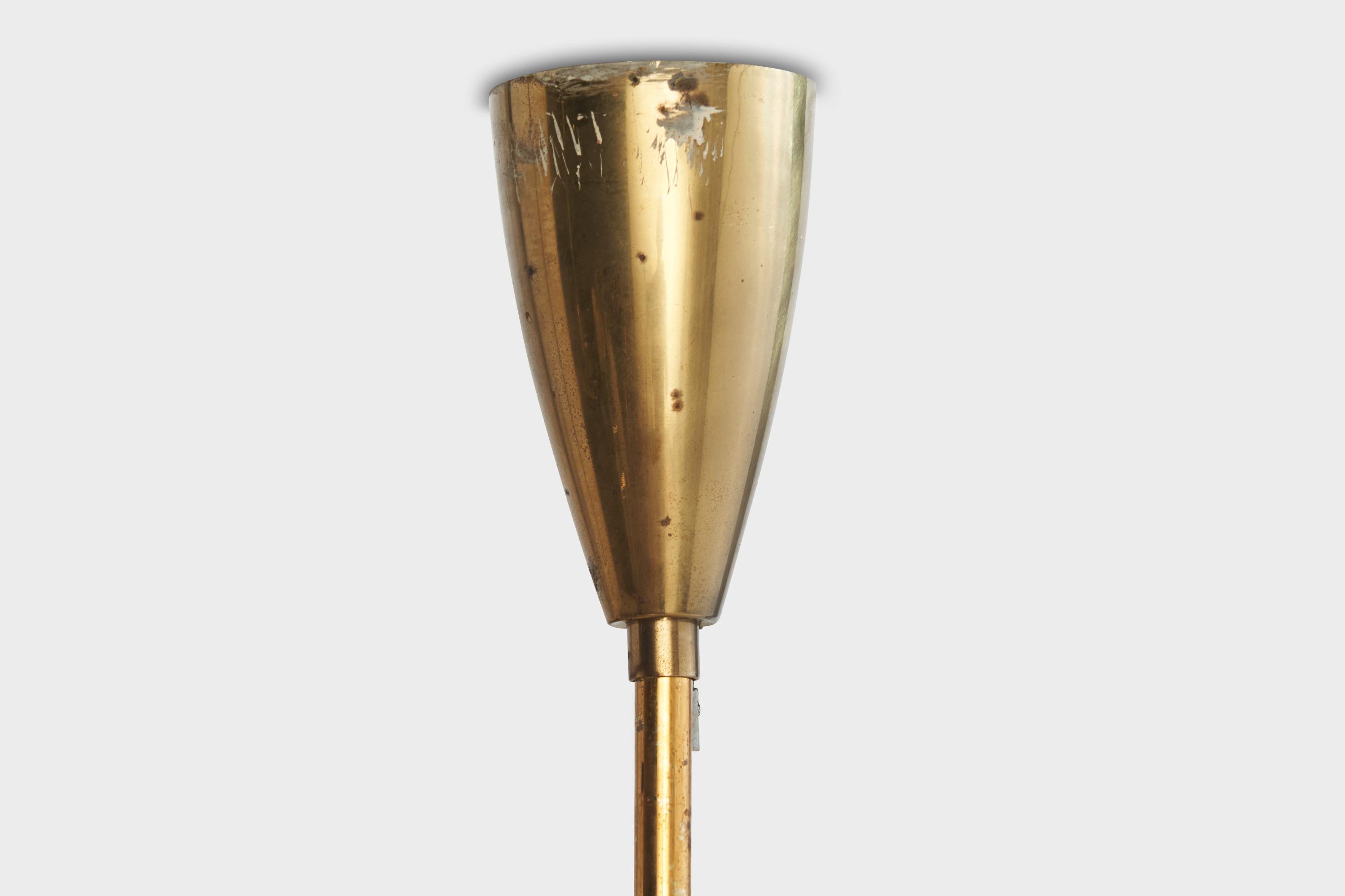 Italienischer Designer, Kronleuchter, Messing, Glas, Italien, 1950er Jahre im Angebot 5