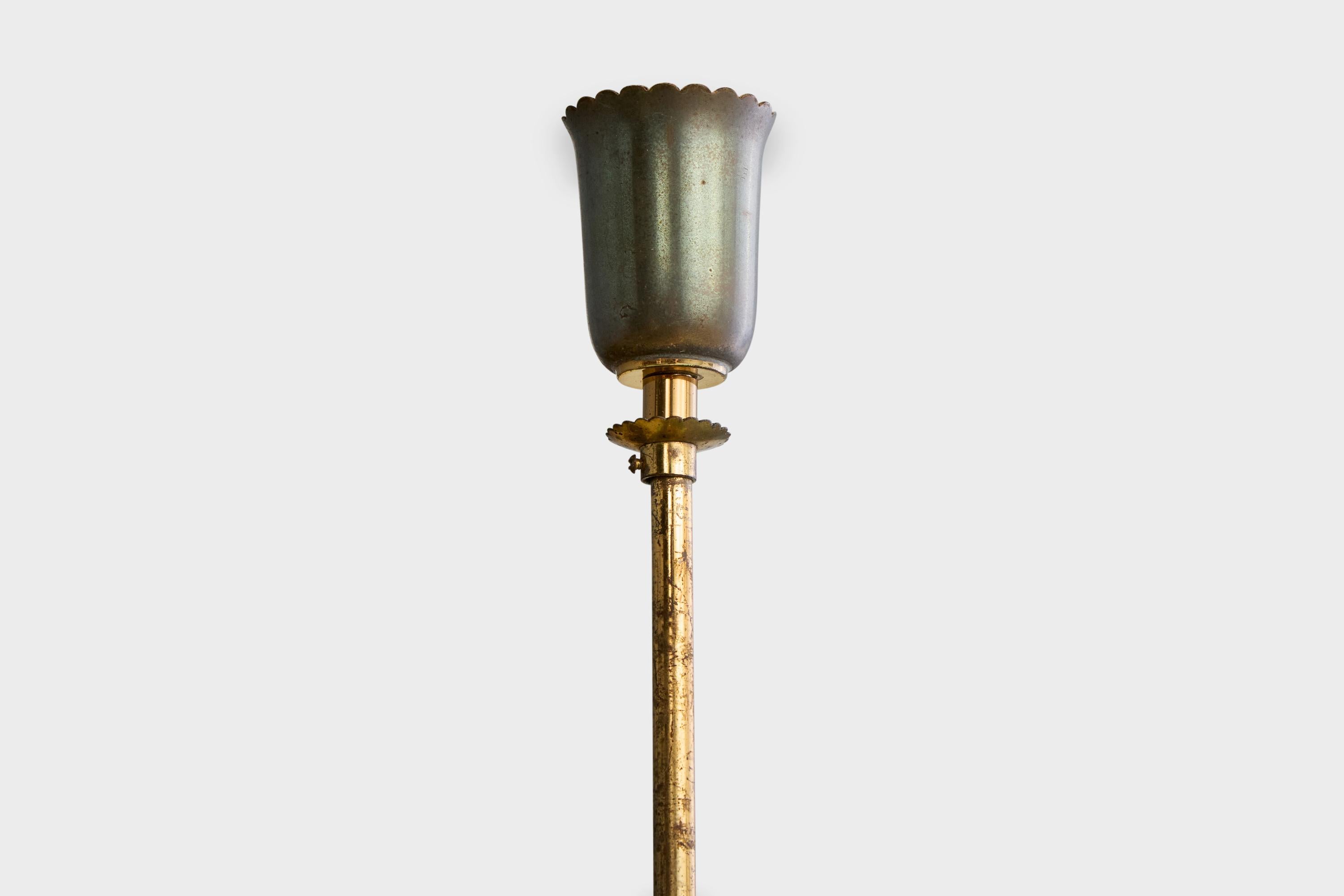 Italian Designer, Chandelier, Brass, Glass, Italy, 1950s For Sale 5
