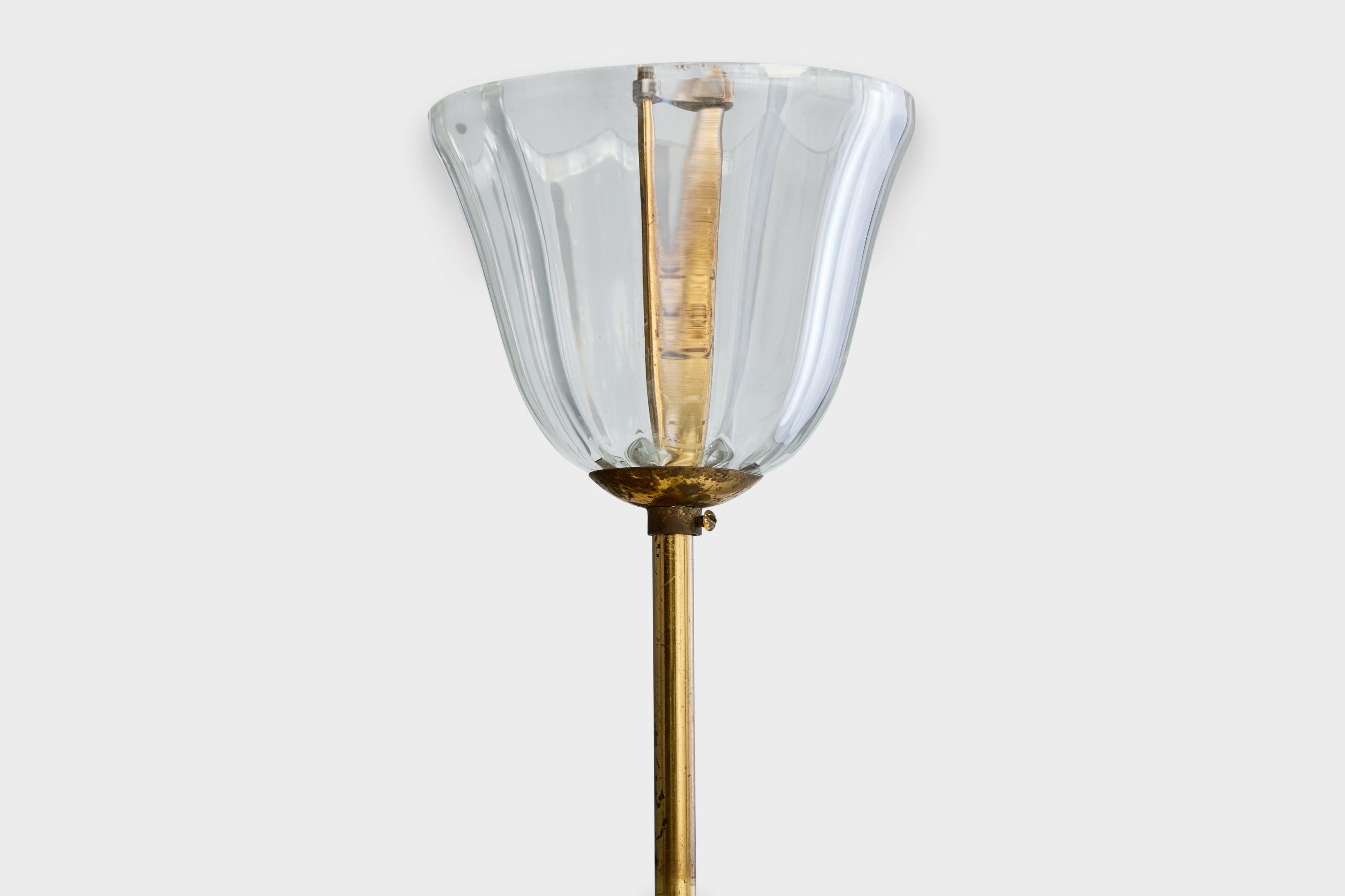 Lustre de designer italien, laiton, verre, Italie, années 1950 en vente 4