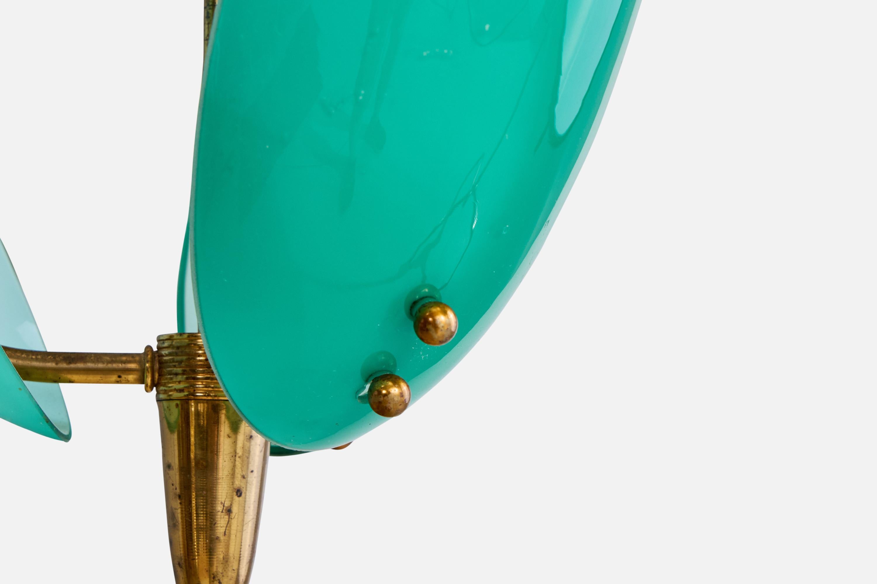 Italian Designer, Chandelier, Brass, Glass, Italy, 1950s For Sale 3