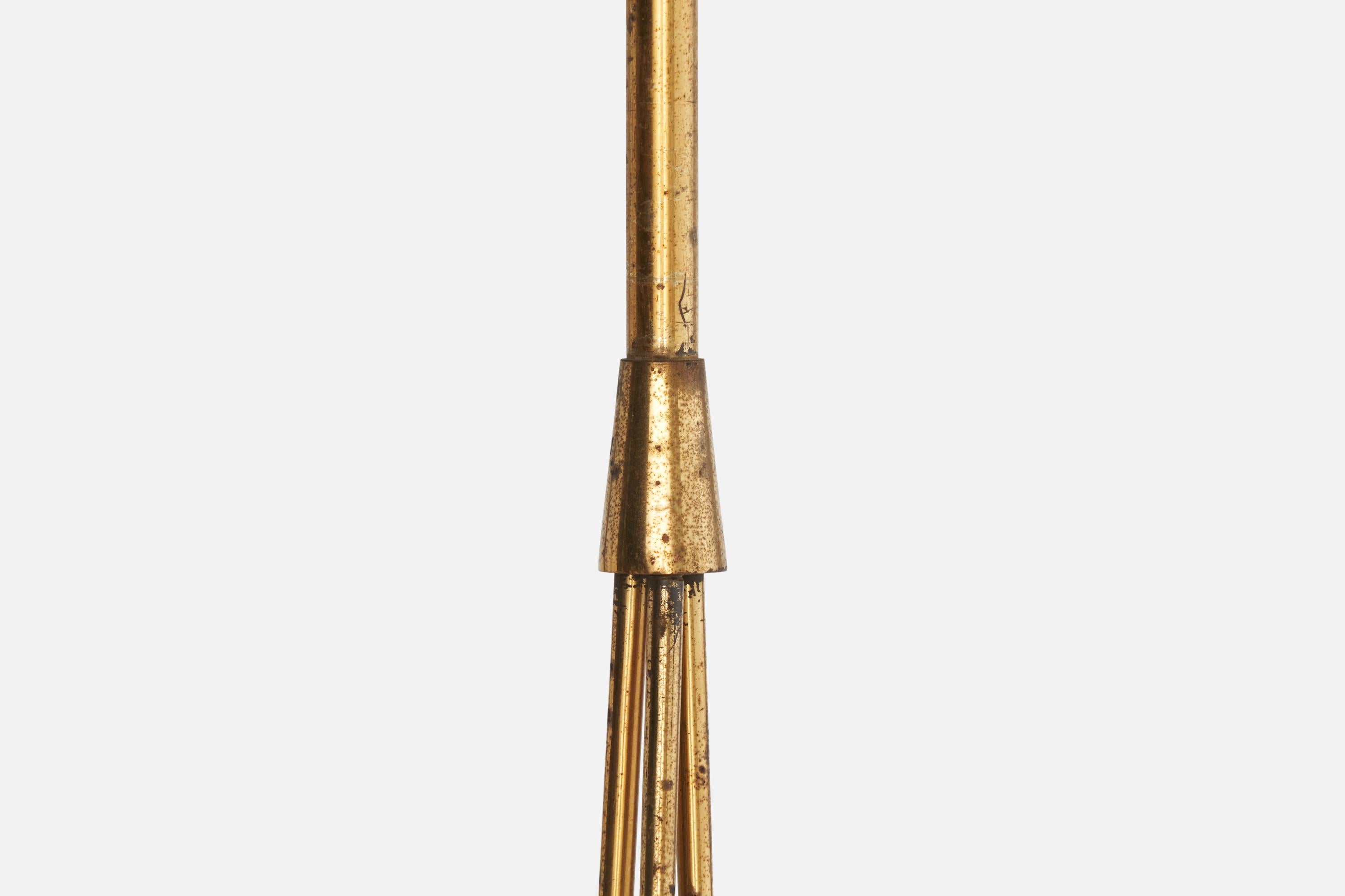 Italienischer Designer, Kronleuchter, Messing, Glas, Italien, 1950er Jahre im Angebot 4