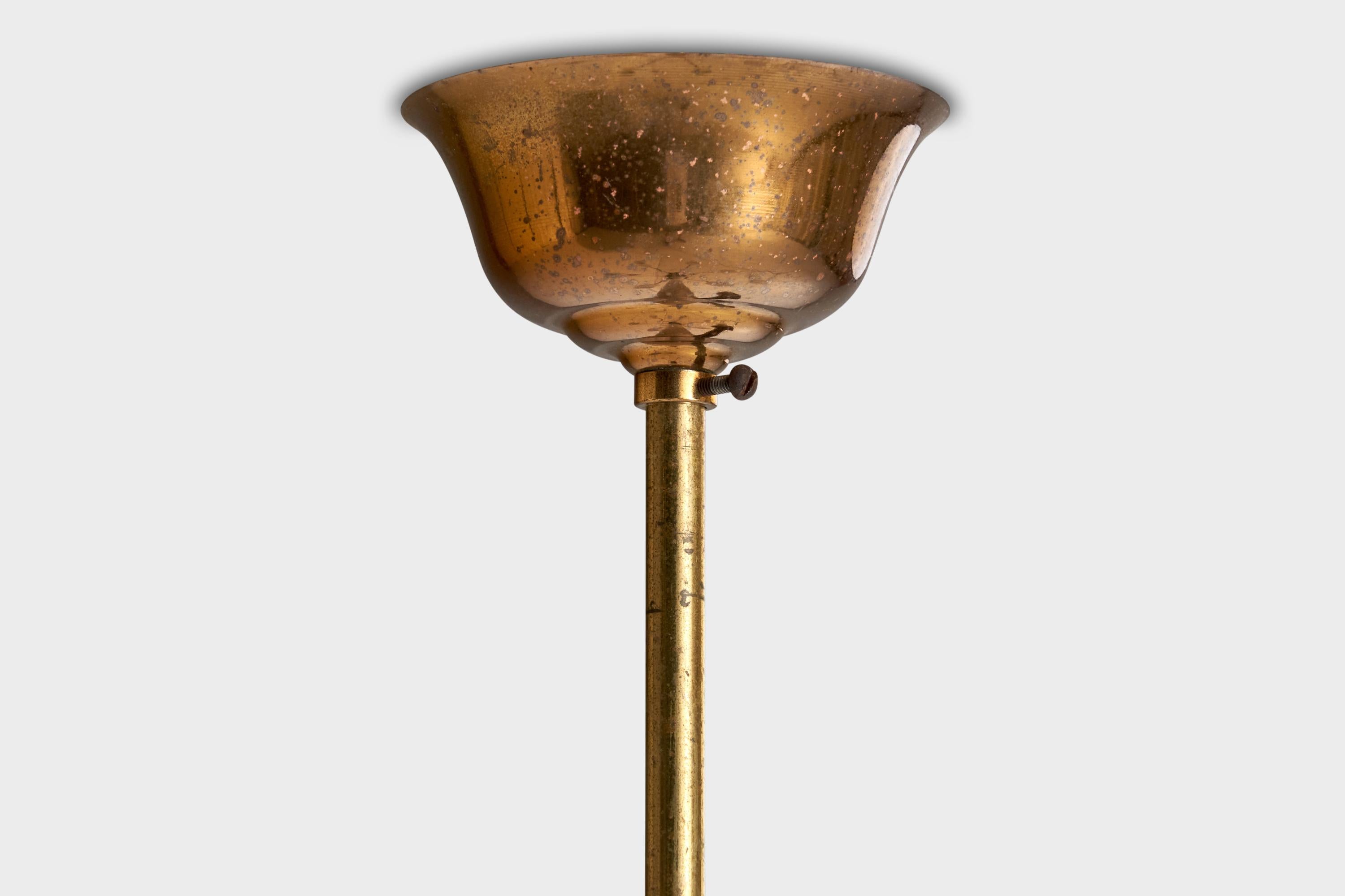 Italian Designer, Chandelier, Brass, Glass, Metal, Italy, 1950s For Sale 5