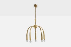 Italian Designer, Chandelier, Brass, Italy, 1940s