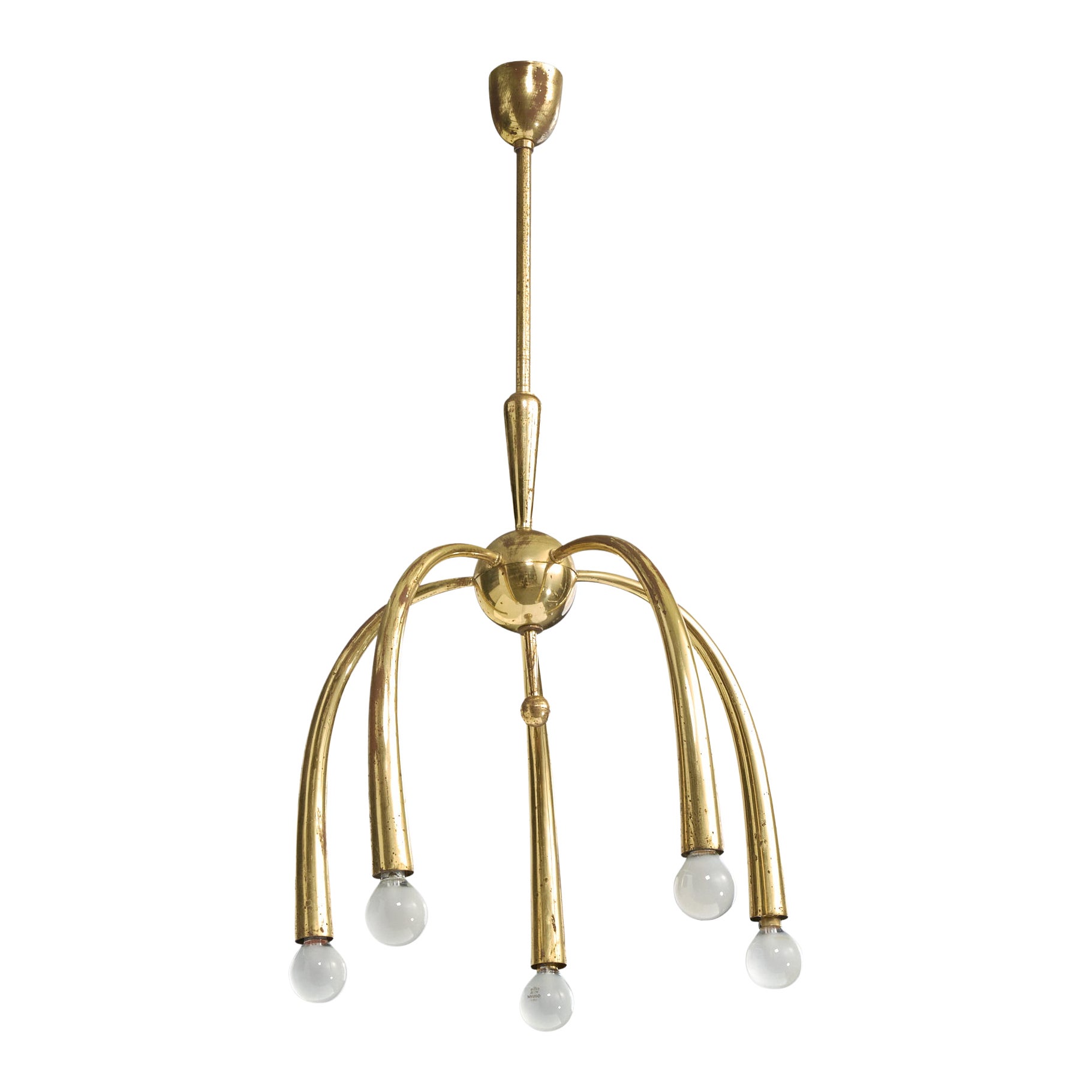 Italian Designer, Chandelier, Brass, Italy, 1940s