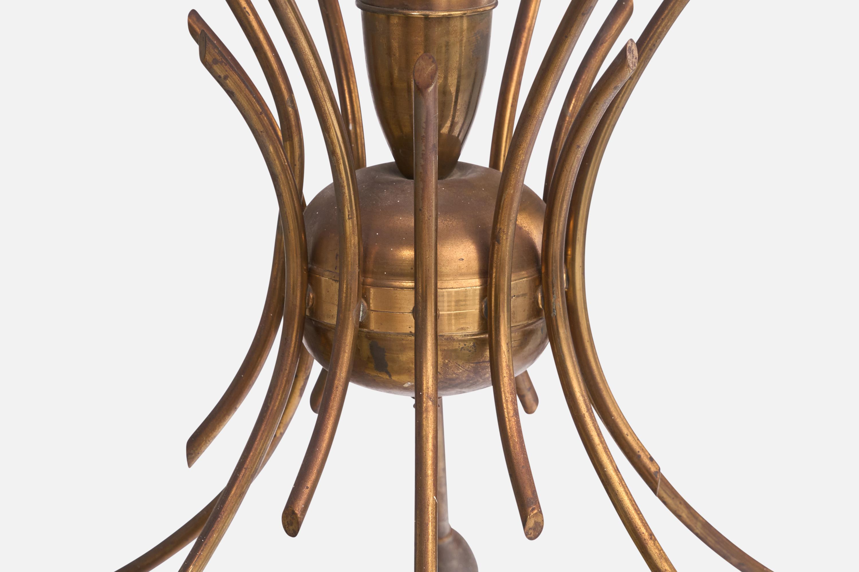 Designer italiano, Lampadario, Ottone, Italia, anni '50 in vendita 8