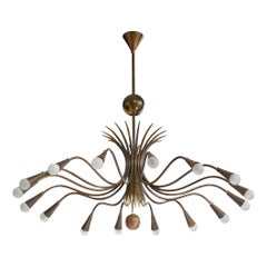 Italian Designer, Chandelier, Brass, Italy, 1950s