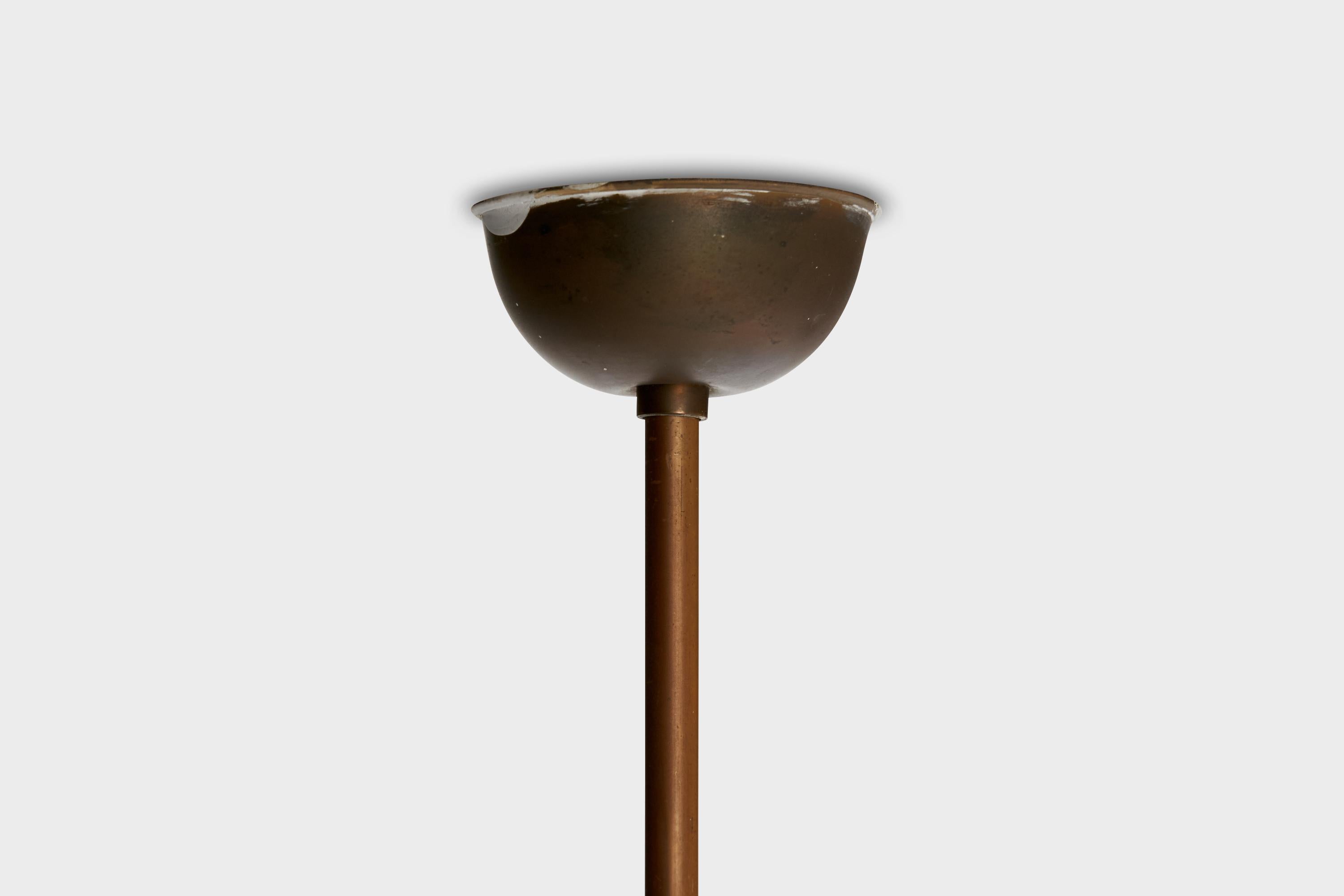 Italian Designer, Chandelier, Brass, Metal, Fabric, Italy, 1950s For Sale 5