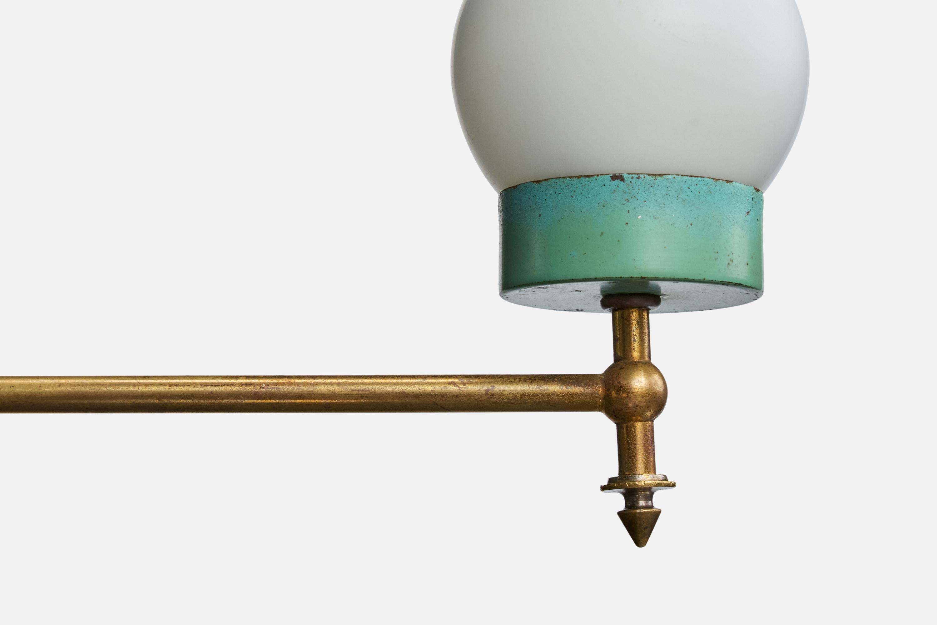 Italienischer Designer, Kronleuchter, Messing, Metall, Glas, Italien, 1950er Jahre im Angebot 1