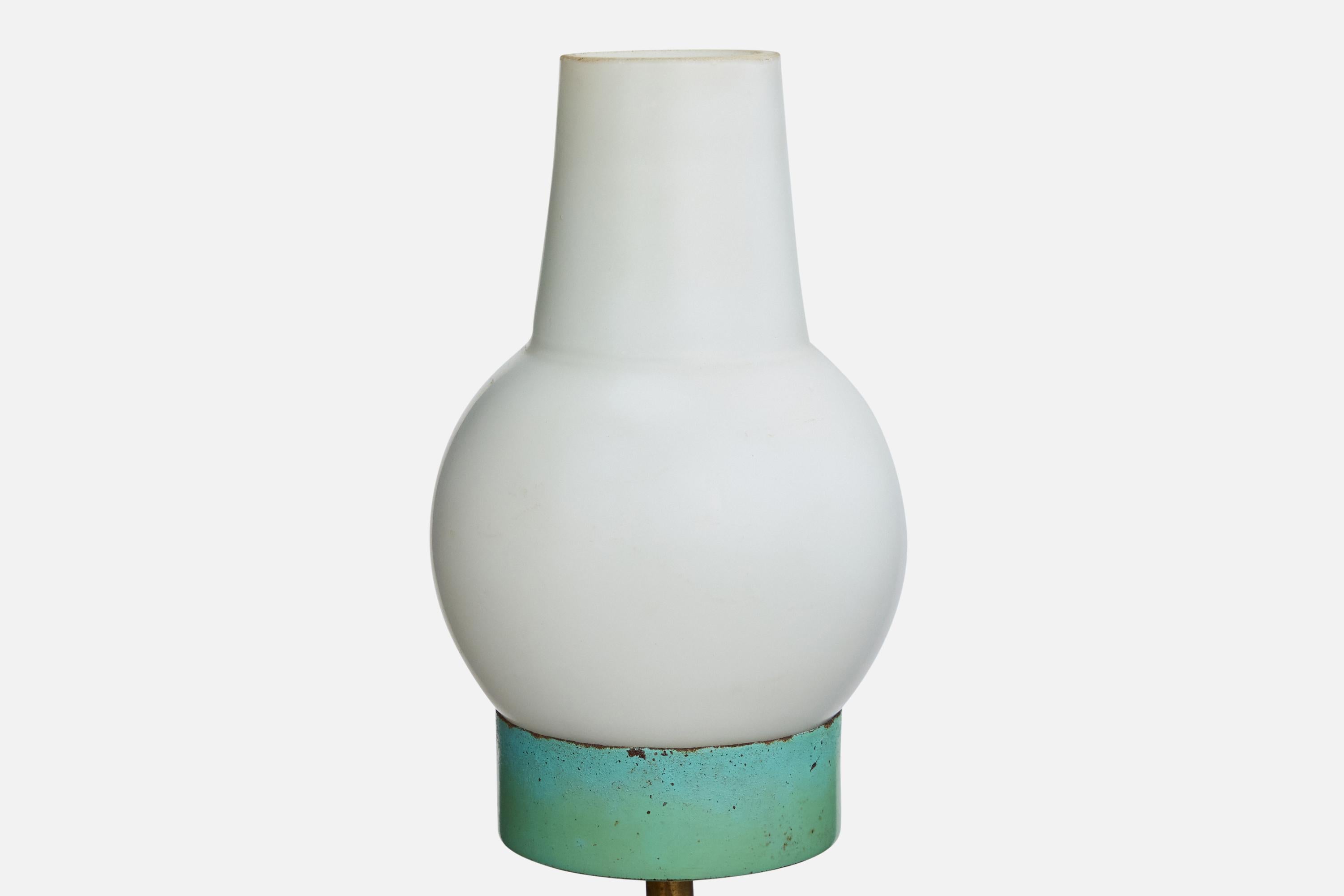 Italienischer Designer, Kronleuchter, Messing, Metall, Glas, Italien, 1950er Jahre im Angebot 2