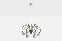 Italienischer Designer, Kronleuchter, Messing, Metall, Glas, Italien, 1960er Jahre