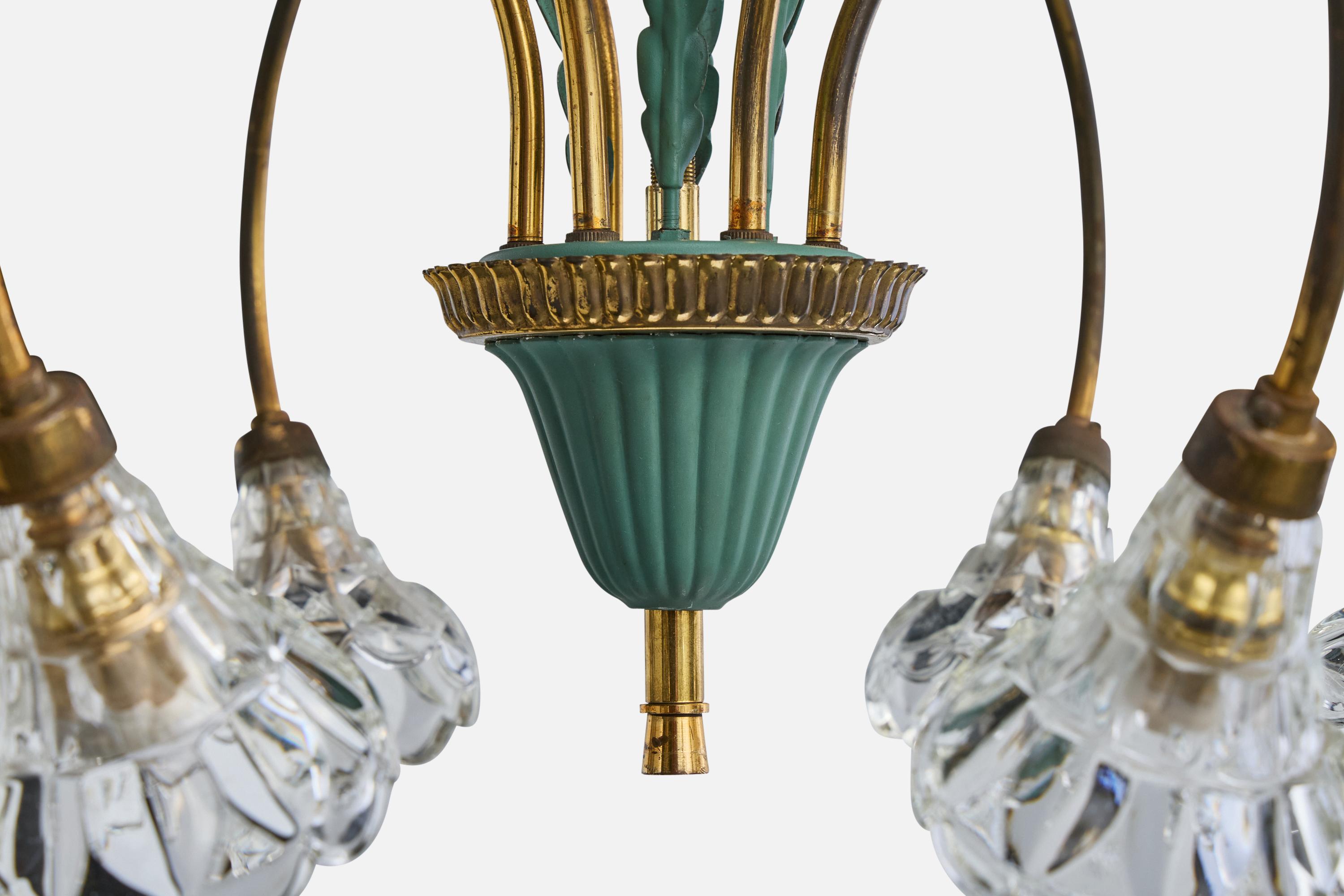 Diseñador italiano, Araña, Latón, Metal, Vidrio, Italia, Años 1960 en venta 1