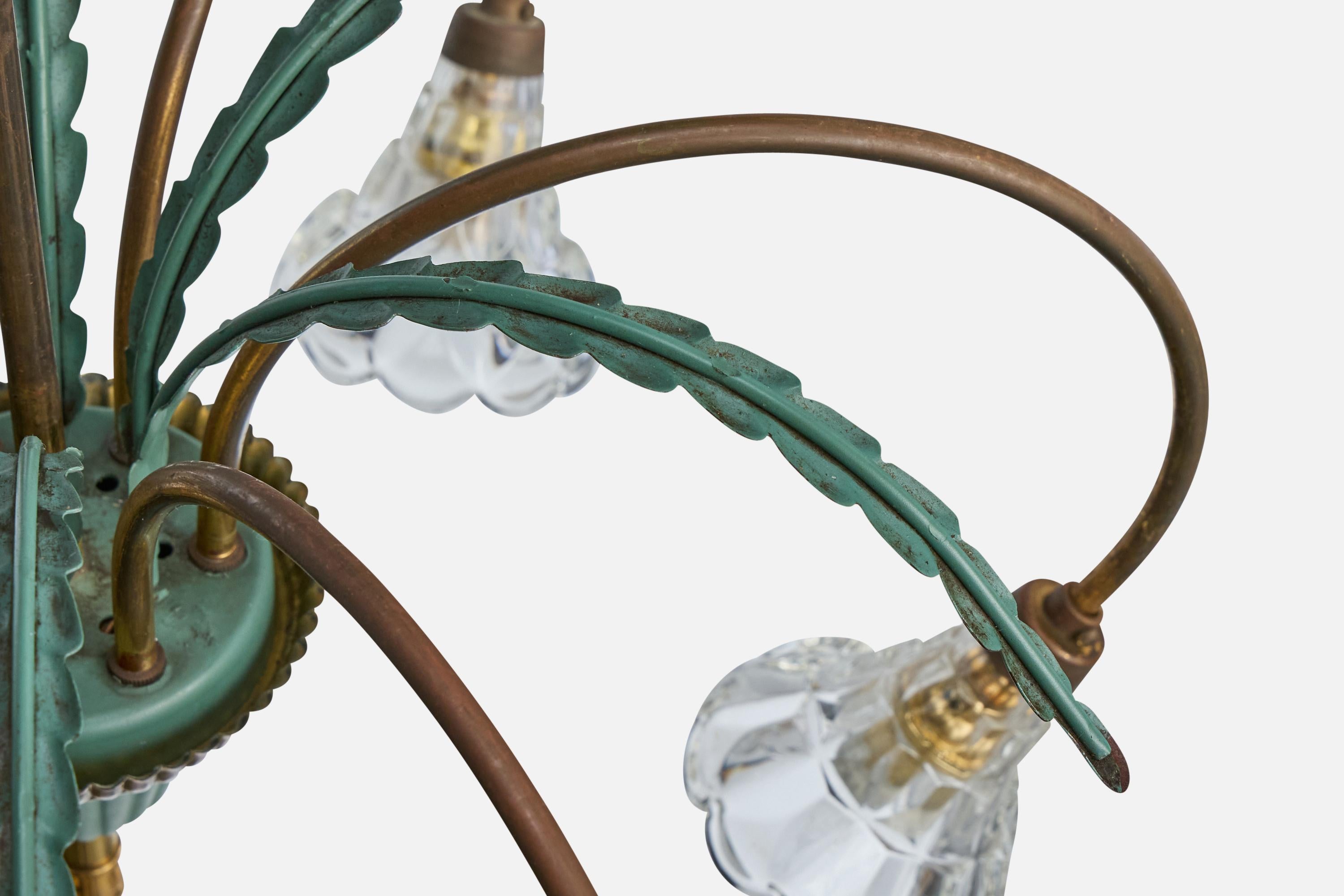 Diseñador italiano, Araña, Latón, Metal, Vidrio, Italia, Años 1960 en venta 3