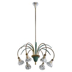 Italienischer Designer, Kronleuchter, Messing, Metall, Glas, Italien, 1960er Jahre