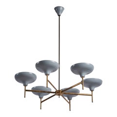 Designer italien, lustre, laiton, métal, Italie, années 1950