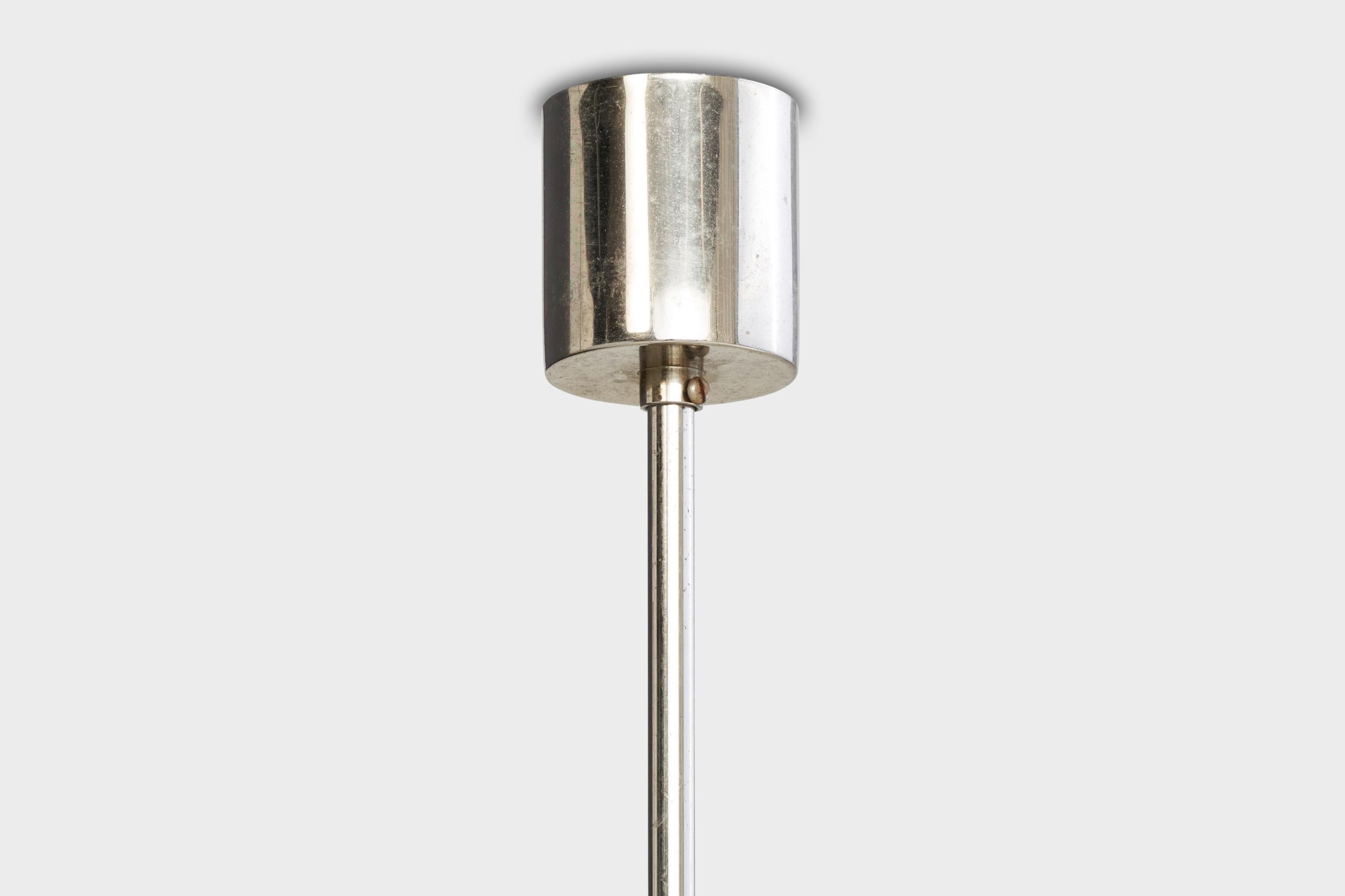 Italian Designer, Chandelier, Chrome, Glass, Italy, 1940s For Sale 6