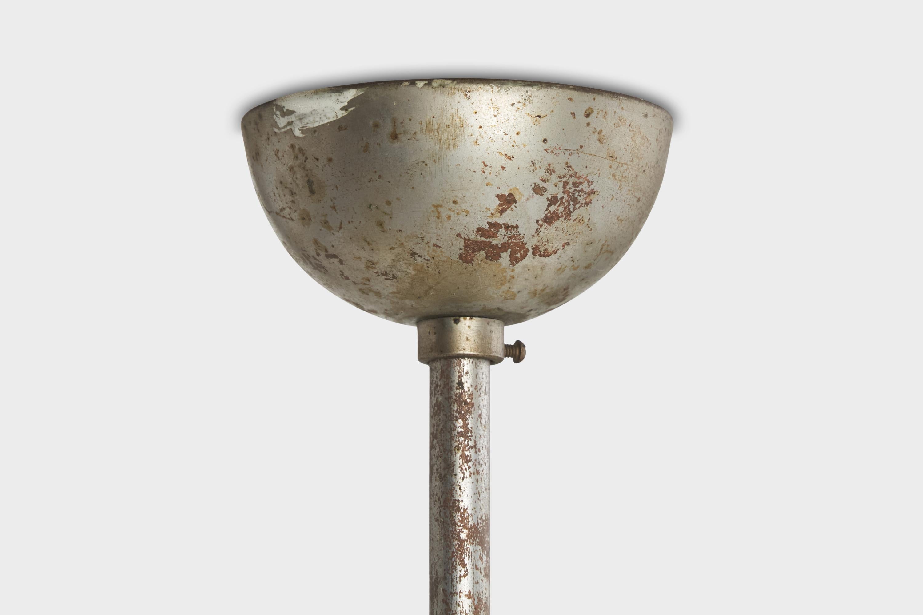 Italian Designer, Chandelier, Copper, Brass, Metal, Fabric, Italy, 1930s For Sale 7