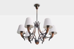 Italian Designer, Chandelier, Copper, Fabric, Italy, 1930s