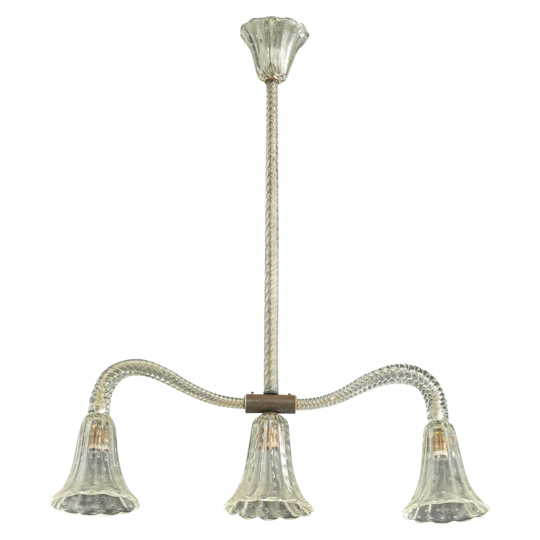 Designer italiano, lampadario, vetro, ottone, Italia, anni '40