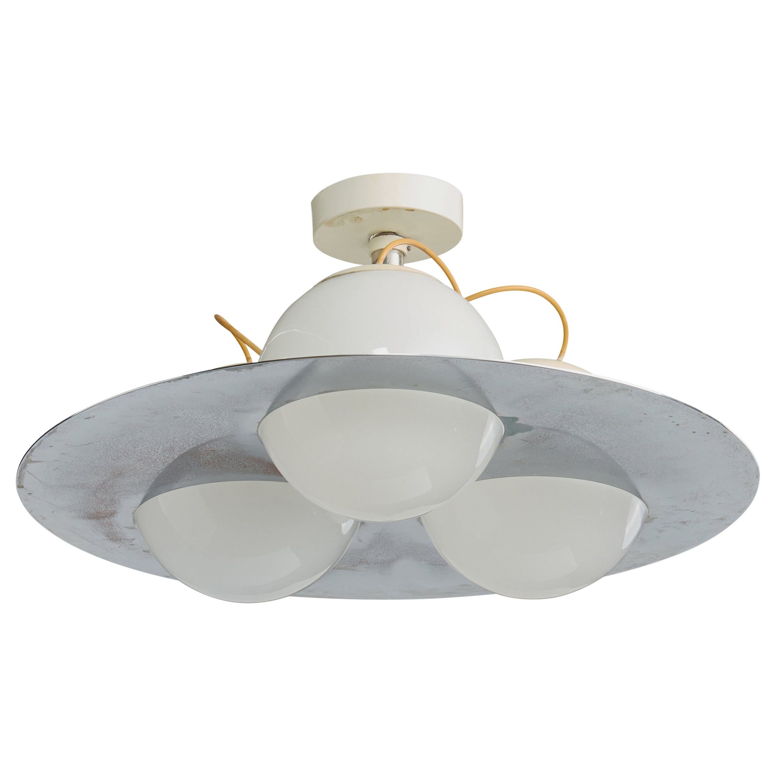 Italienischer Designer, Kronleuchter, Glas, Metall, Italien, 1960er Jahre im Angebot