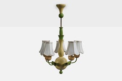 Italian Designer, Chandelier, Metal, Fabric, Italy, 1950s