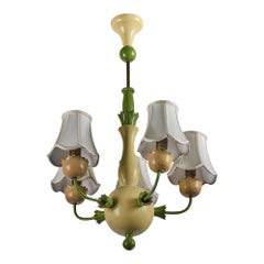 Italian Designer, Chandelier, Metal, Fabric, Italy, 1950s