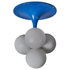 Lampadario di design italiano, metallo, vetro, Italia, anni '60