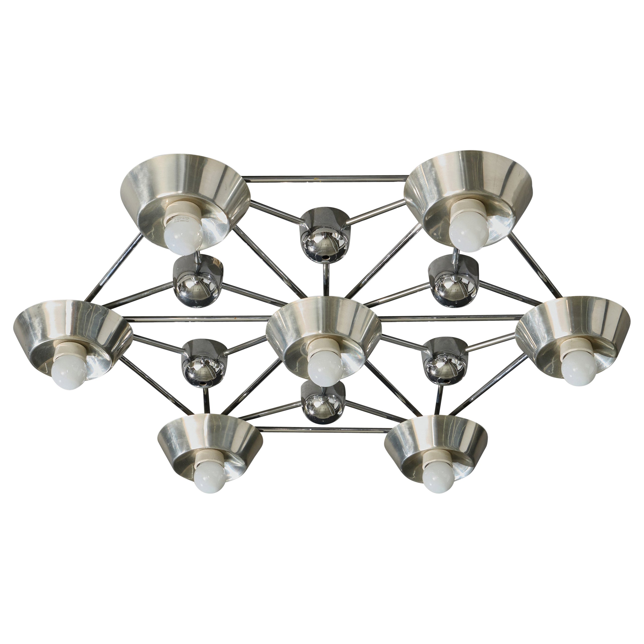 Italian Designer, Chandelier, Metal, Italy, 1970s