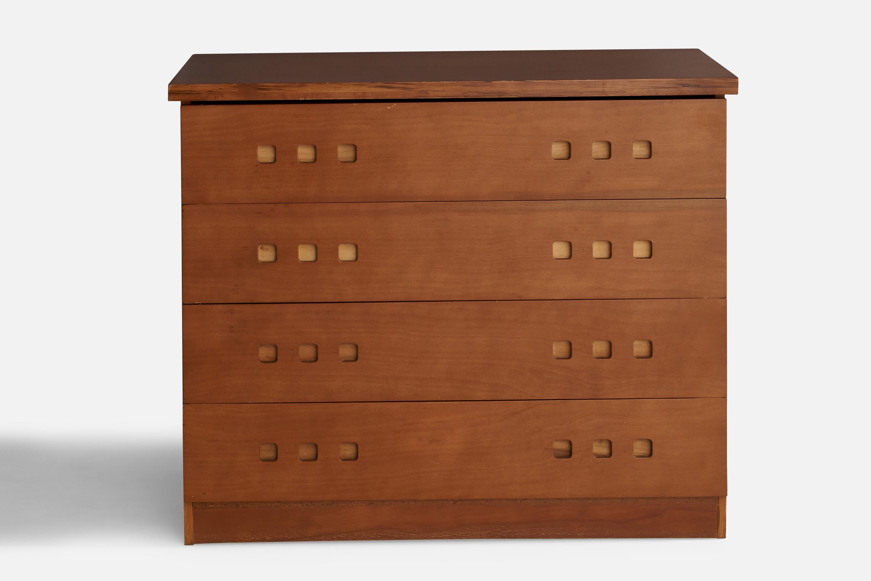 Mid-Century Modern Italian Designer, Chest of Drawers, Wood, Italy, 1950s For Sale