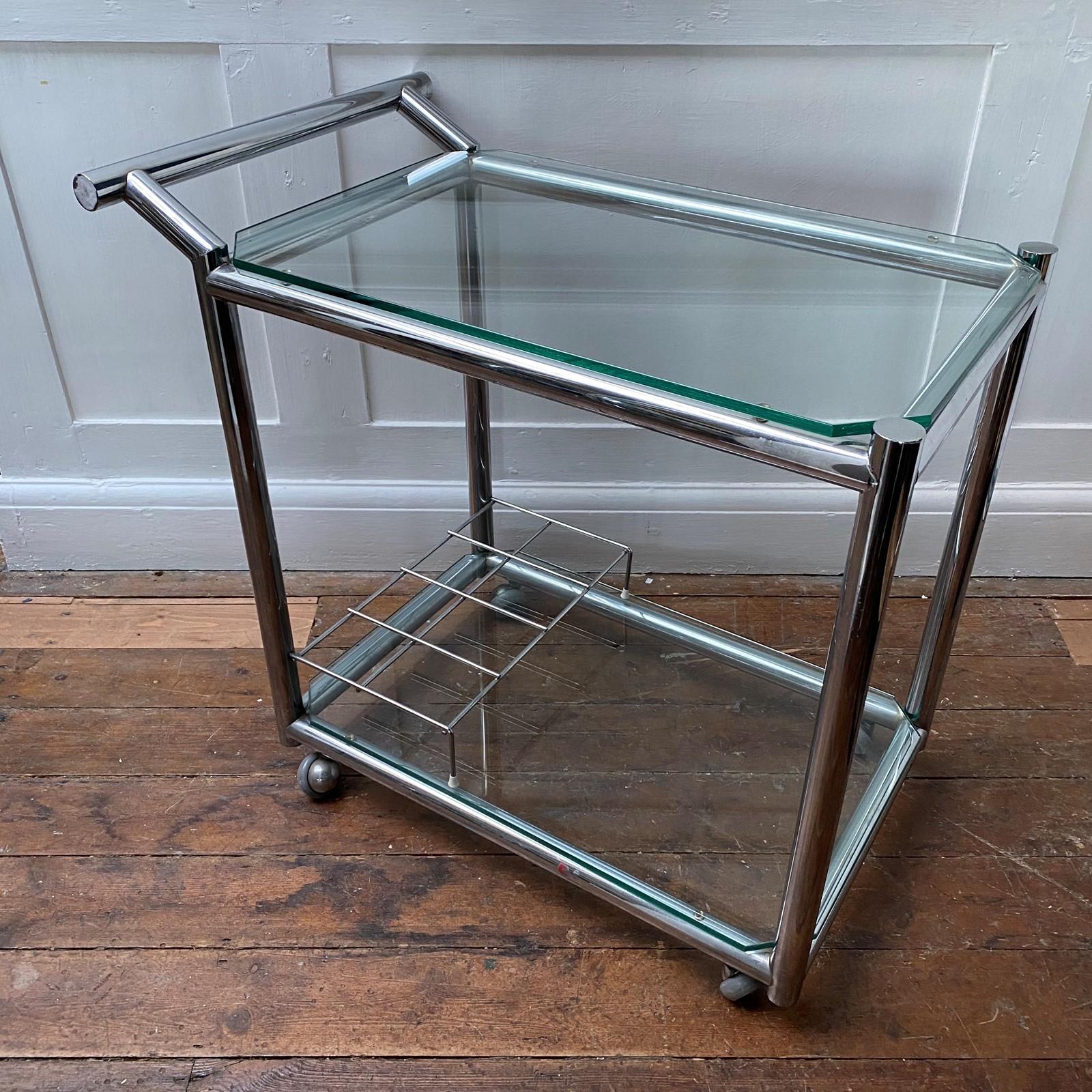 Italian Designer Chrome and Glass Display or Book Shelves For Sale 7