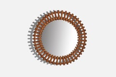 Italian Designer, Wall Mirror, Rattan, Italy, C. 1950s