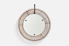 Italian Designer, Wall Mirror, Rattan, Italy, C. 1950s