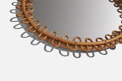 Italian Designer, Wall Mirror, Rattan, Italy, c. 1950s