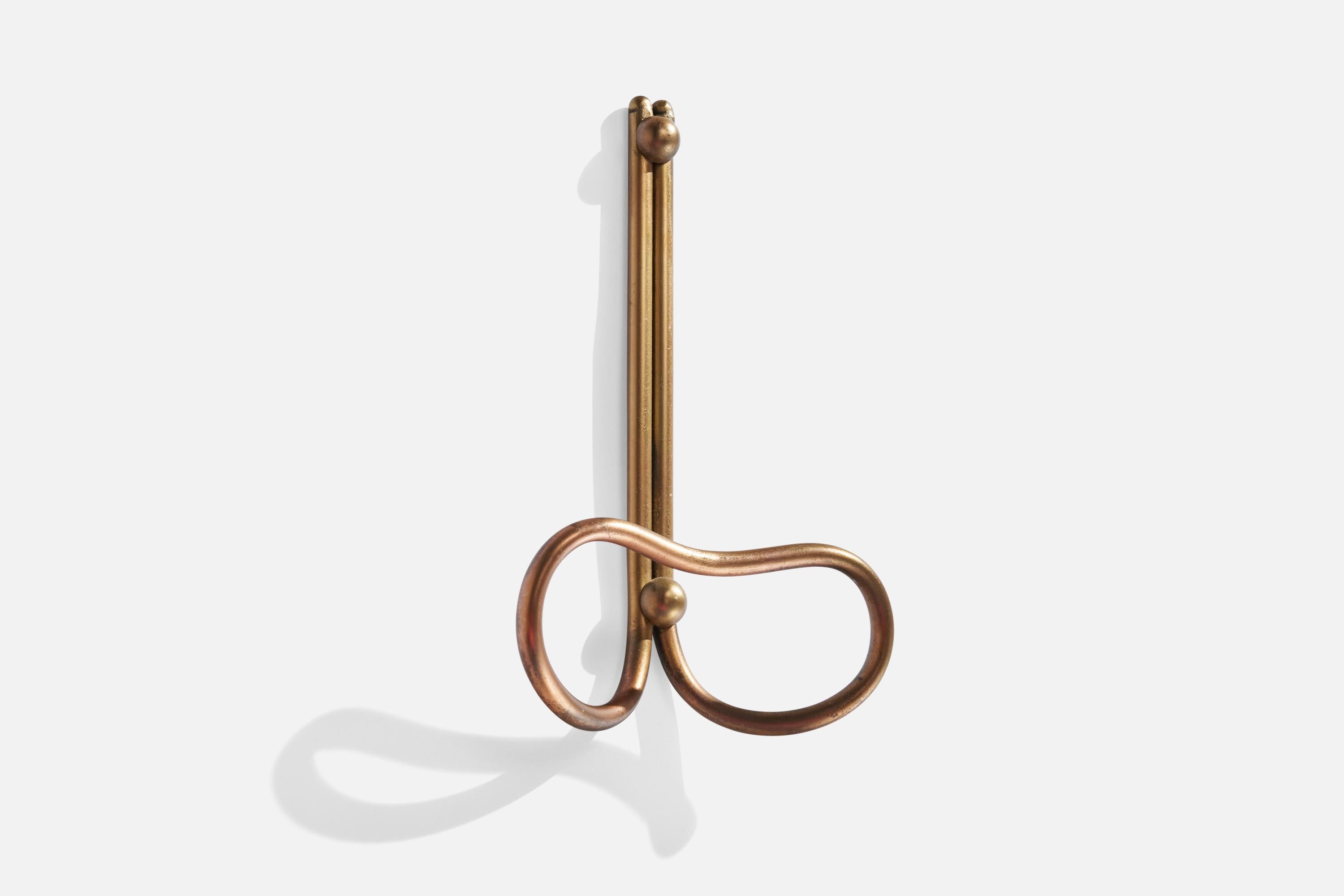 A pair brass coat hanger designed and produced in Italy, 1940s