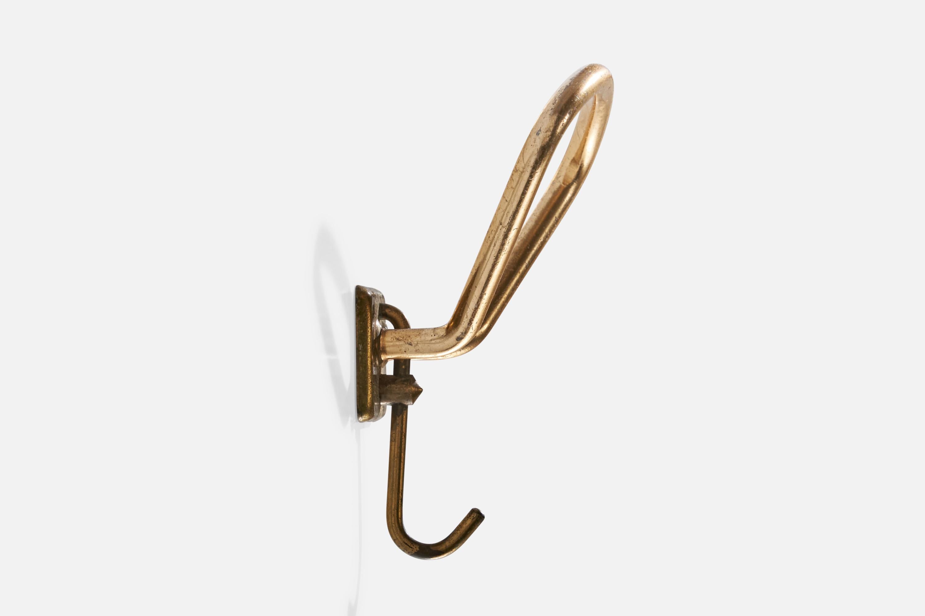 Mid-20th Century Italian Designer, Coat Hanger, Brass, Italy, 1940s For Sale