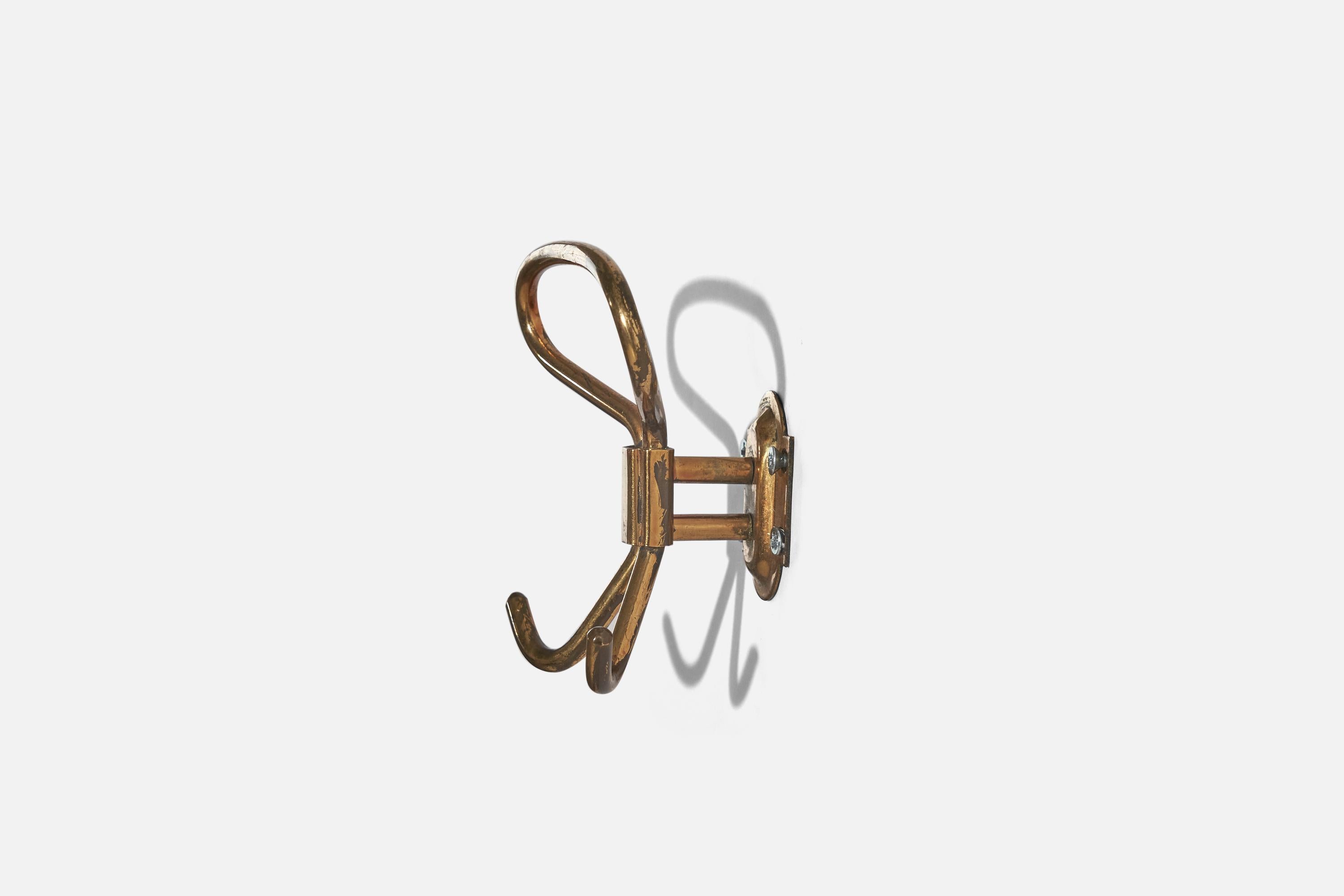 Mid-20th Century Italian Designer, Coat Hanger, Brass, Italy, 1940s For Sale