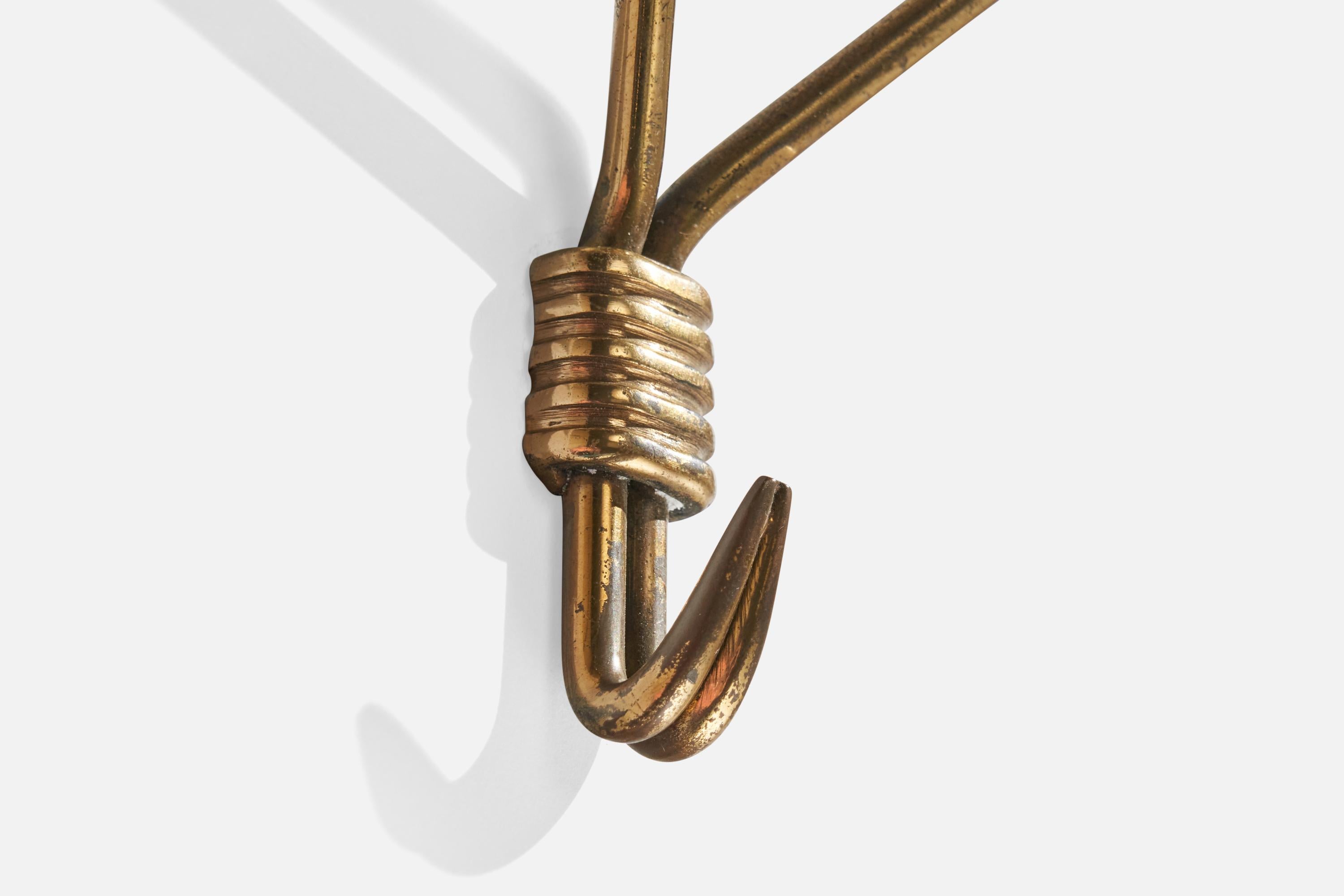 Italian Designer, Coat Hanger, Brass, Italy, 1940s For Sale 2