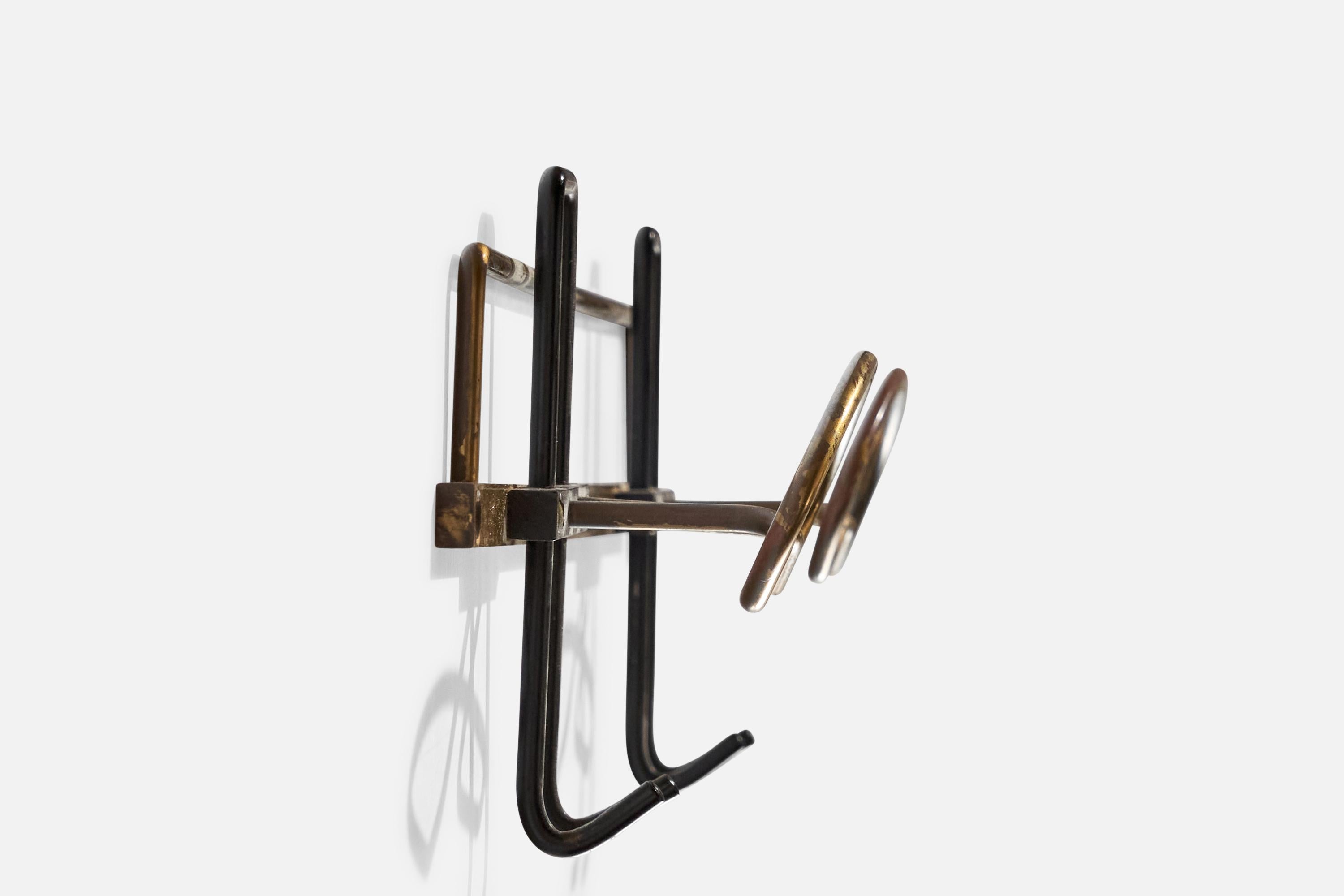 Italian Designer, Coat Hanger, Metal, Brass, Italy, 1950s For Sale 1