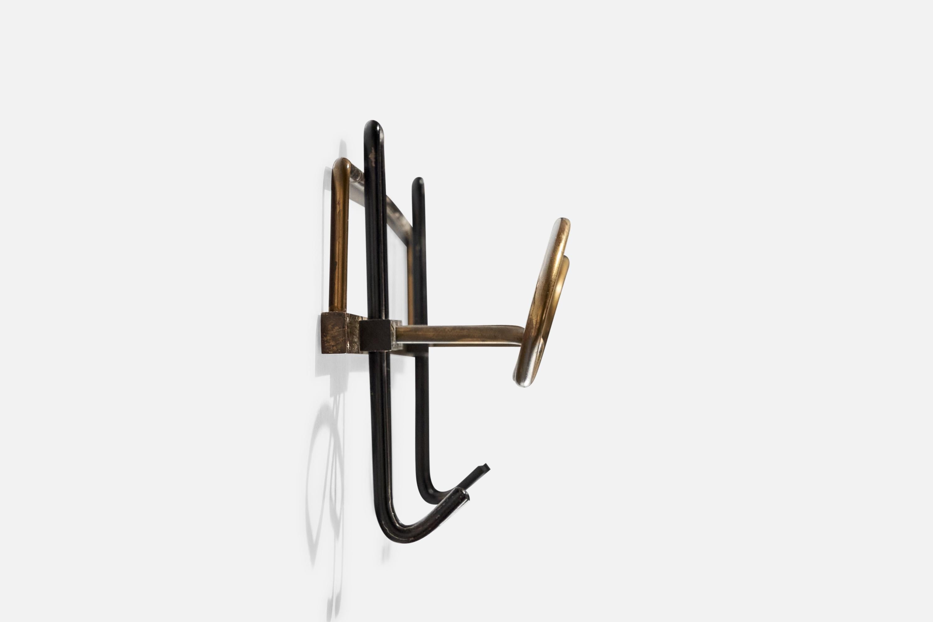 Italian Designer, Coat Hanger, Metal, Brass, Italy, 1950s For Sale 1