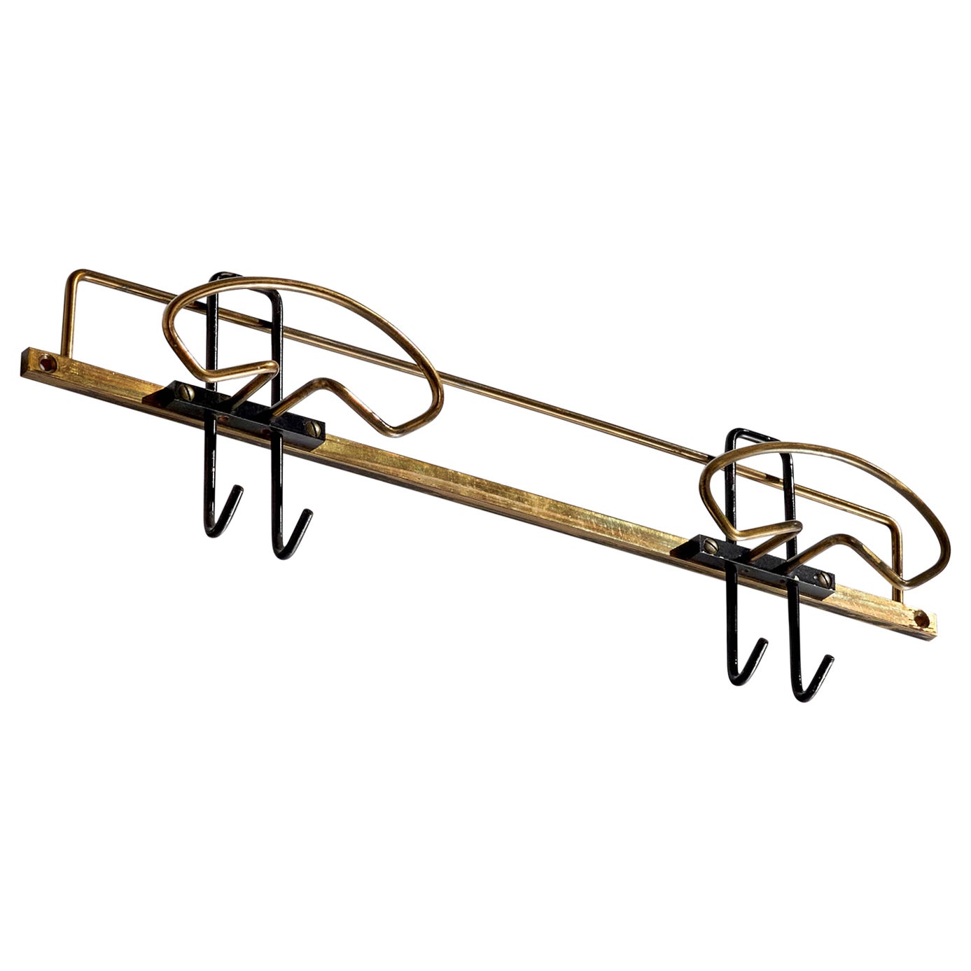 Appendiabiti di design italiano, metallo, ottone, Italia, anni '50