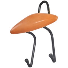 Italian Designer, Coat Hanger, Metal, Orange Resin, Italy, 1950s