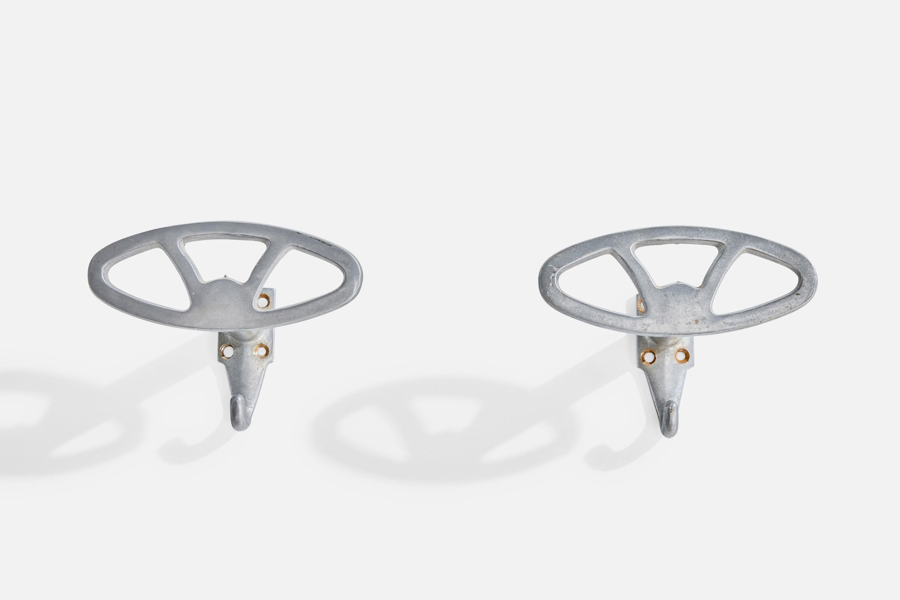 Mid-Century Modern Italian Designer, Coat Hangers, Aluminum, Italy, 1930s For Sale