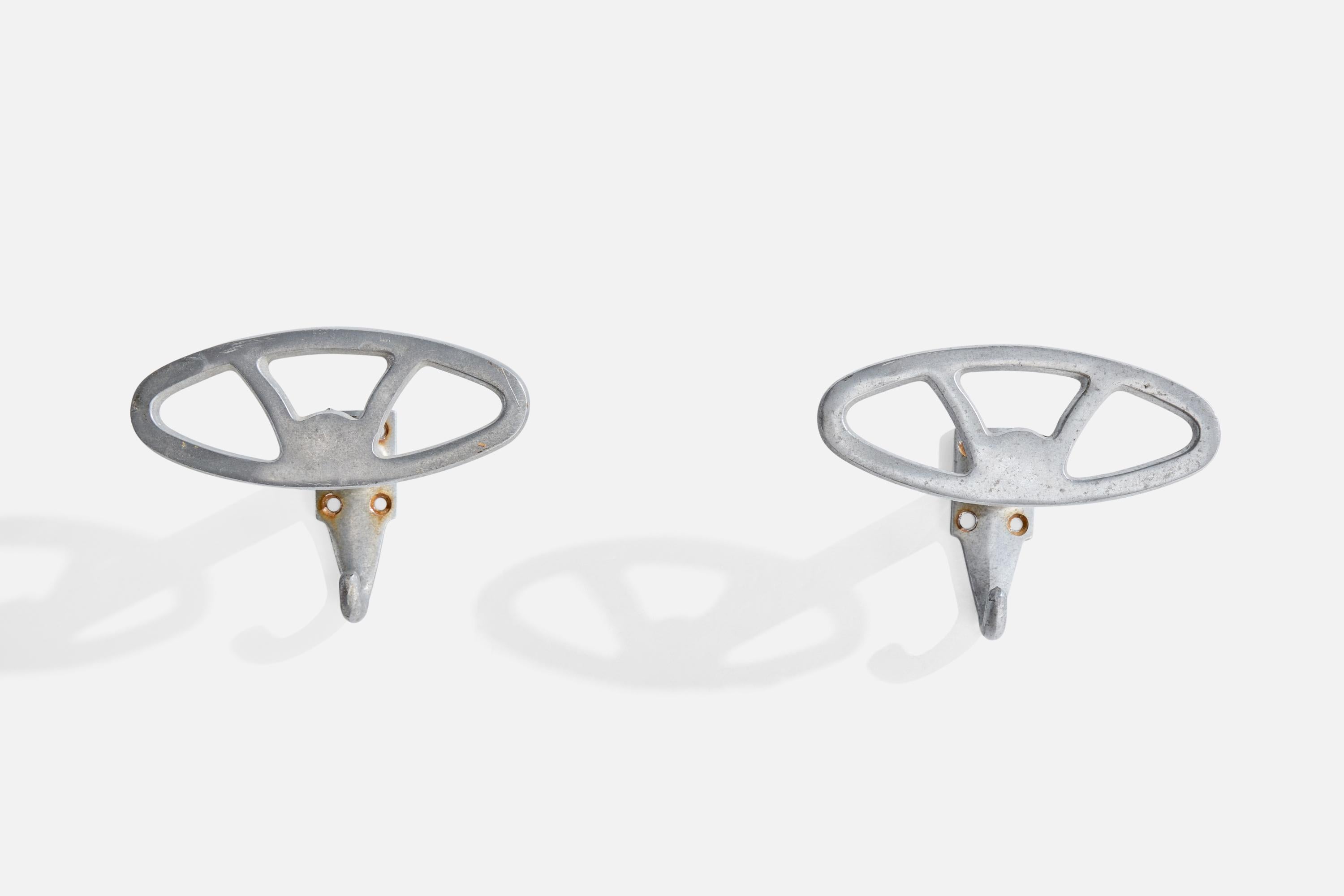 Mid-Century Modern Italian Designer, Coat Hangers, Aluminum, Italy, 1930s For Sale