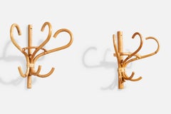 Italian Designer, Coat Hangers, Bamboo, Rattan, Italy, 1970s
