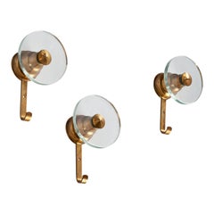 Italian Designer, Coat Hangers, Brass, Glass, Italy, 1930s Italian Designer, Coat Hangers, Brass, Glass, Italy, 1930s