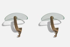 Italian Designer, Coat Hangers, Brass, Glass, Italy, 1940s