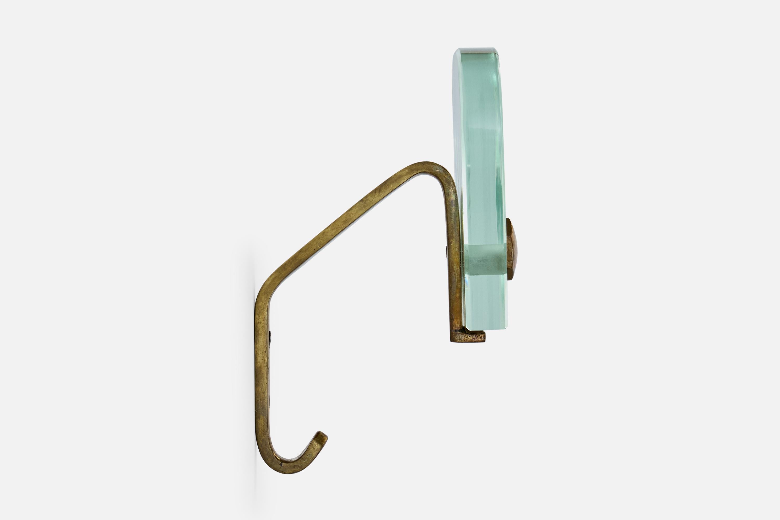 Ottone Designer italiano, appendiabiti, ottone, vetro, Italia, anni '1940 in vendita