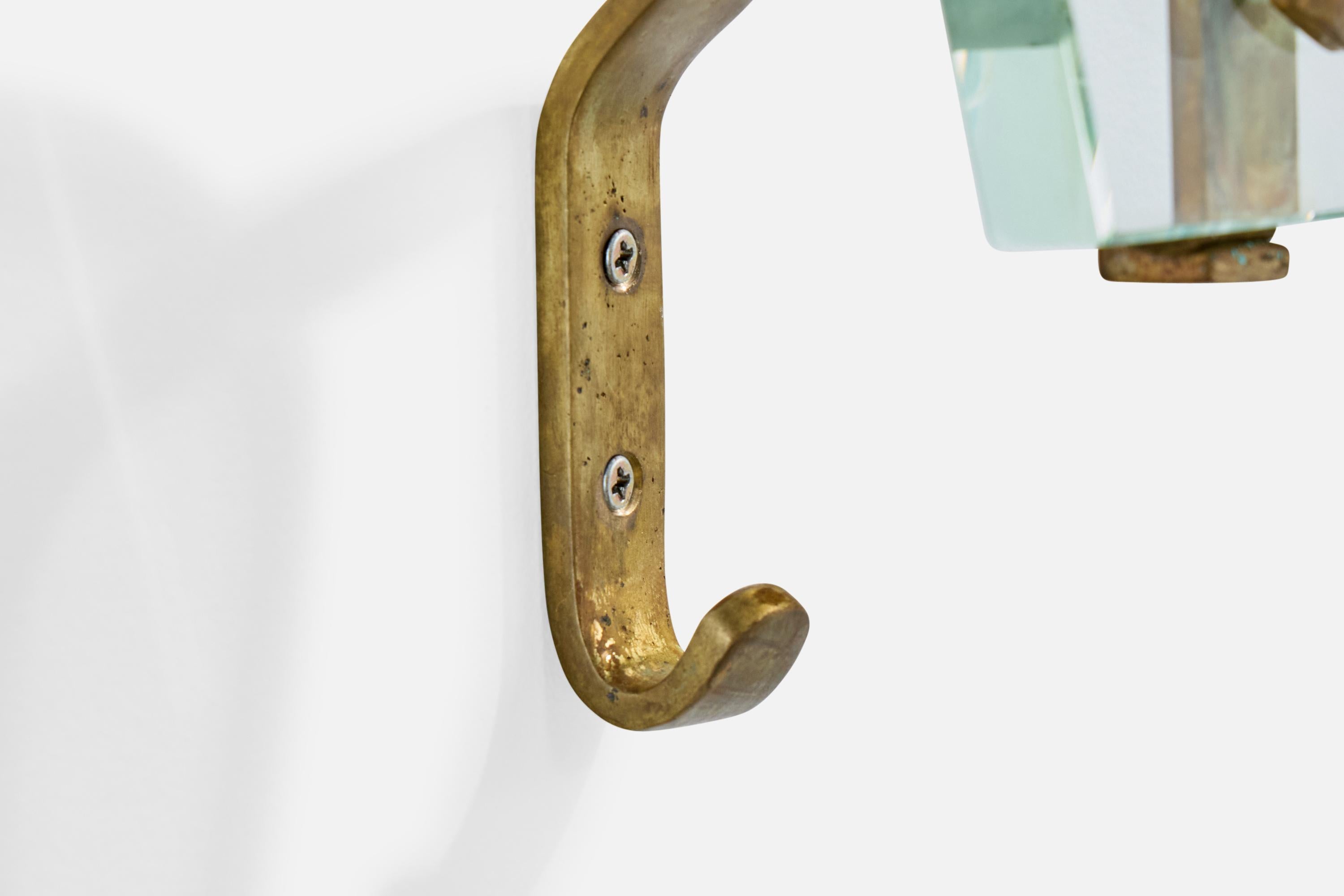 Designer italiano, appendiabiti, ottone, vetro, Italia, anni '1940 in vendita 1