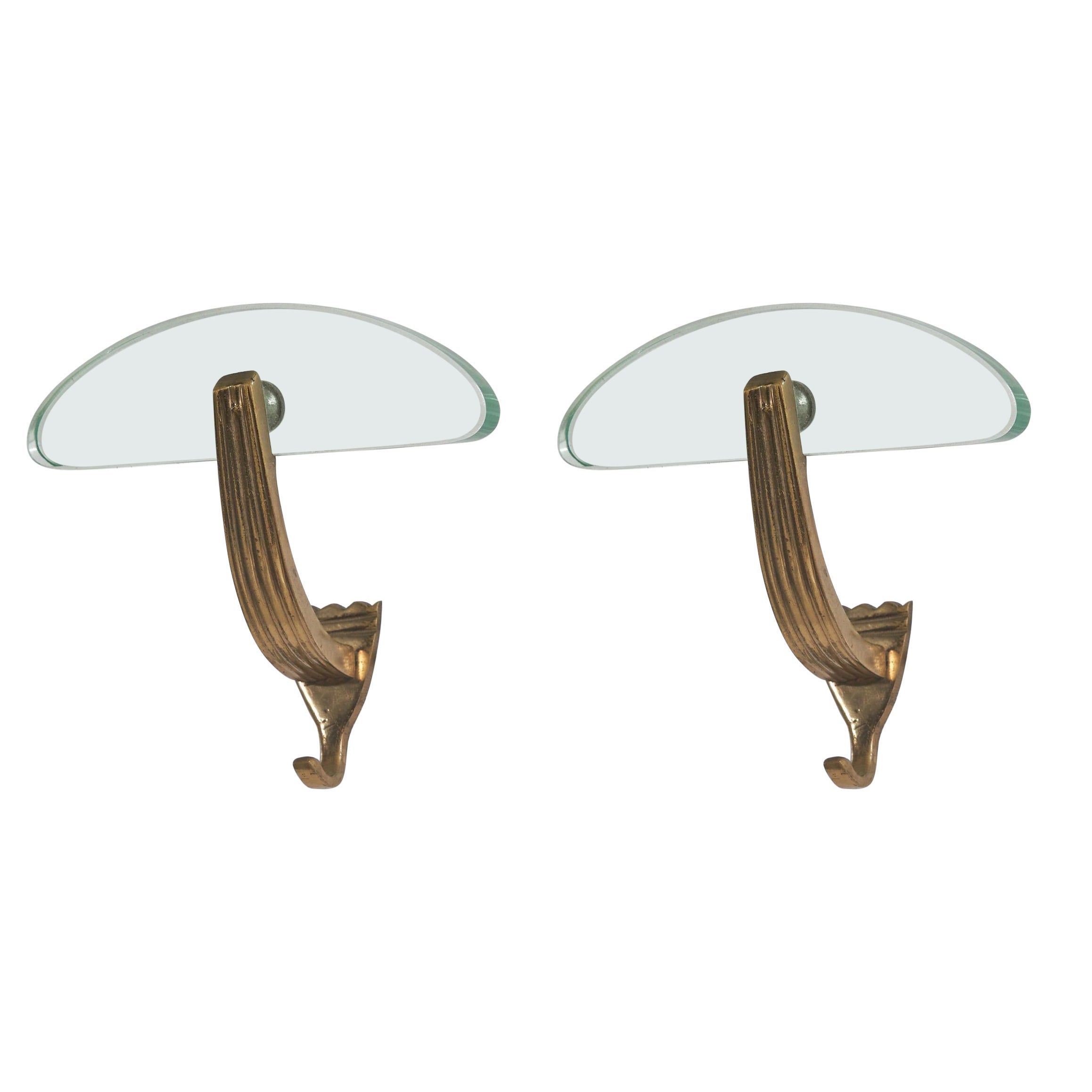 Designer italiano, appendiabiti, ottone, vetro, Italia, anni '40