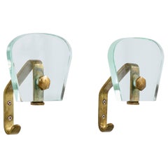 Italian Designer, Coat Hangers, Brass, Glass, Italy, 1940s